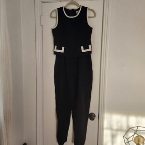 DBY vintage navy jumpsuit with white trim